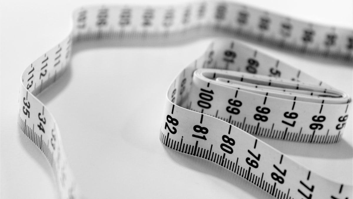 Medical measurement tape on a clean surface
